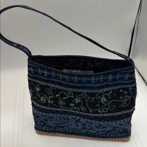 👜 André Assous Blue Fabric Shoulder Bag – Made in France